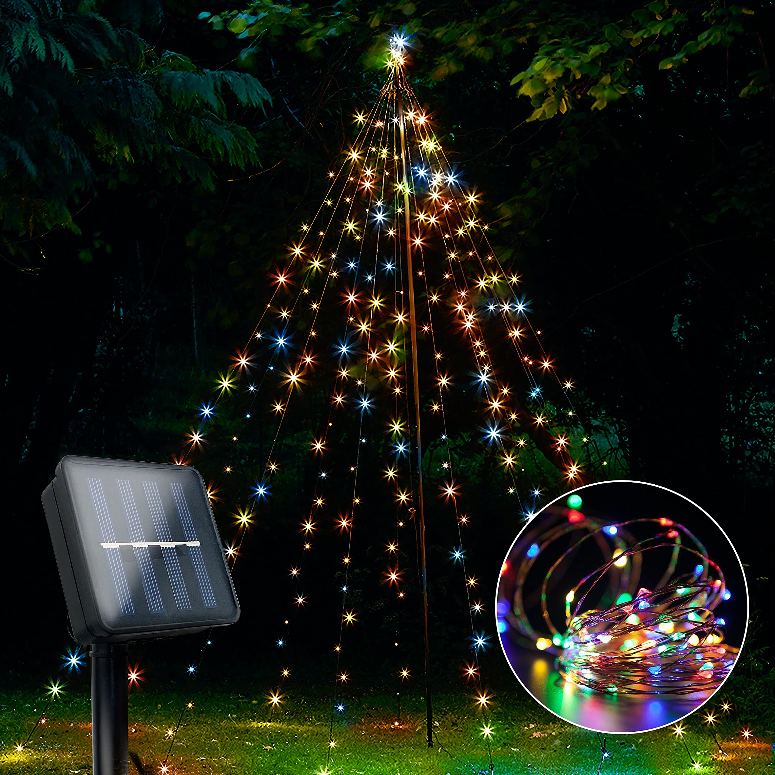 Bryopath 100 LED Solar String Lights Outdoor Waterproof - 8 Lighting Modes, Warm White & Multicolor Fairy Lights with Copper Wire for Garden, Yard, Porch, Wedding, Party, Halloween Decorations | Perfect for Backyard Ambiance, Evening Gatherings & Holiday Celebrations