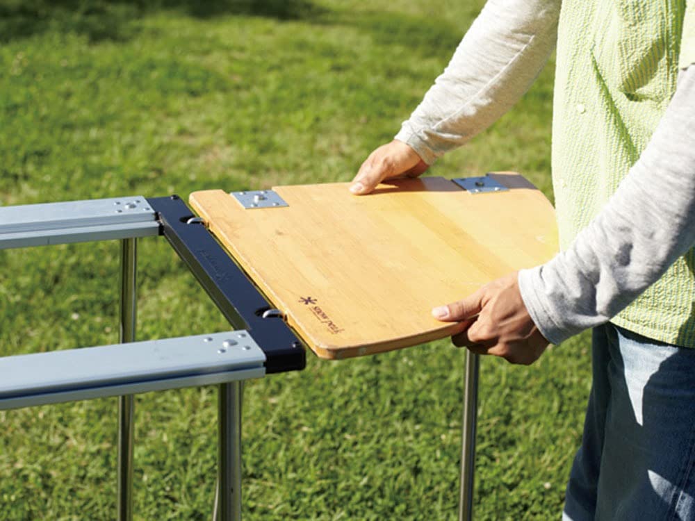 Snow Peak IGT Bamboo L Corner Table CK-117TR - Japanese Designed Laminated Bamboo Iron Grill System with Lifetime Warranty | Perfect for Outdoor Camping, Picnics & BBQ Parties
