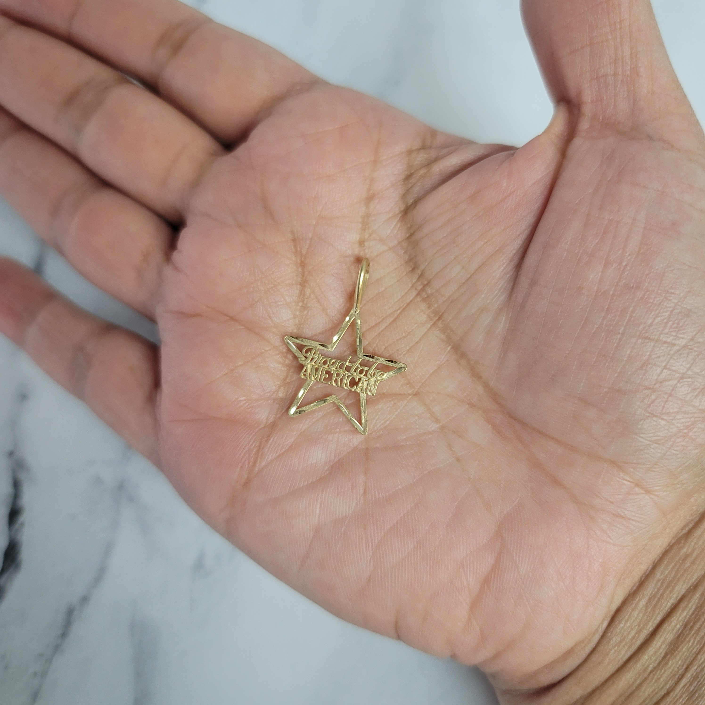 Proud To Be American 14k Yellow Gold Diamond Cut Pendant - Perfect for Patriotic Gifts & Special Occasions