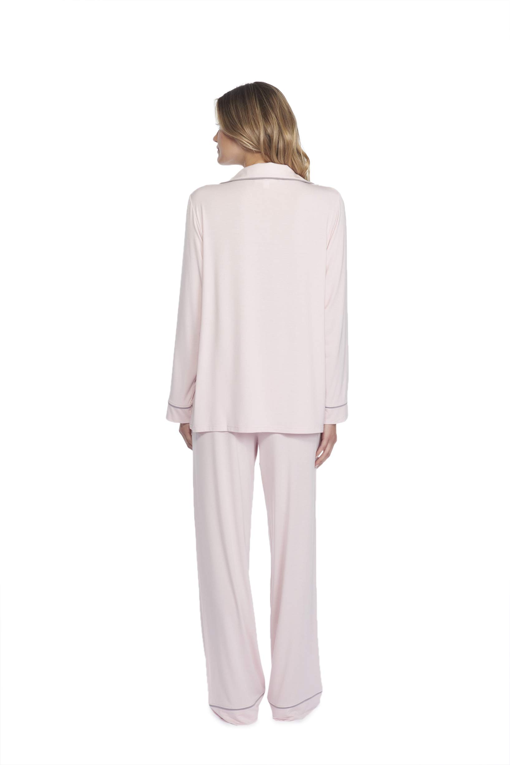 Barefoot Dreams Women's Luxe Milk Jersey Piped Pajama Set - Soft & Cozy Sleepwear for Women - Perfect for Lounging, Sleeping & Relaxing at Home