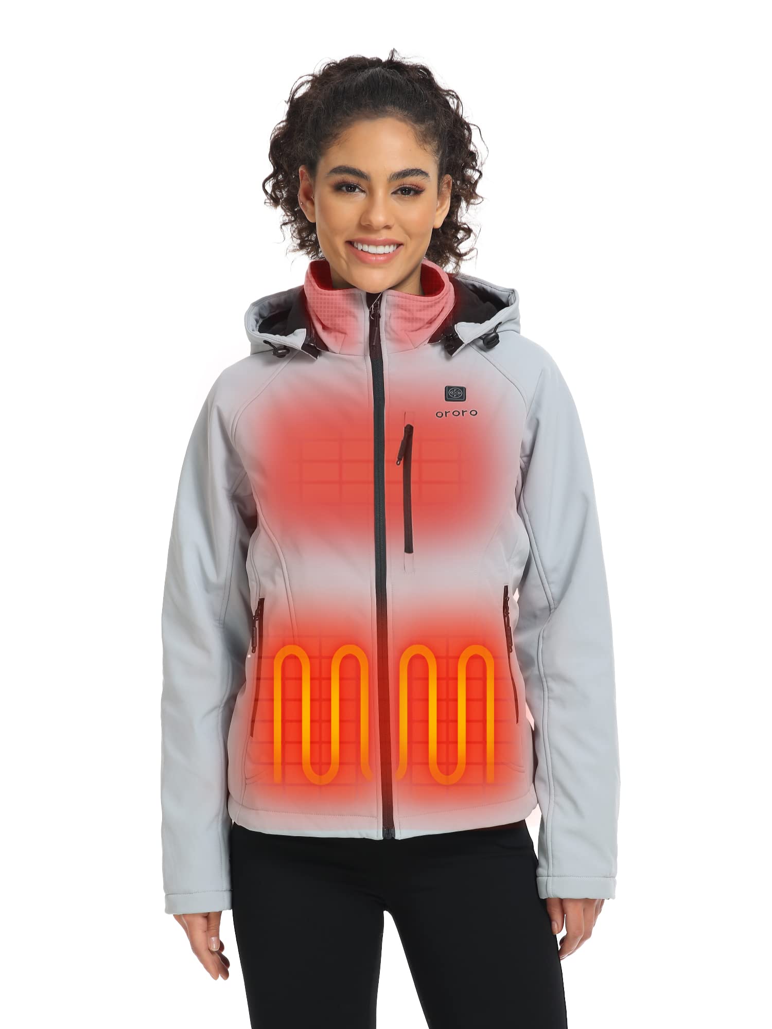 ORORO Women's Heated Jacket with 4-Zone Heating System - Battery Powered Winter Coat with Heated Collar (Charger Sold Separately) - Perfect for Outdoor Activities, Skiing, Hiking & Cold Weather Commutes
