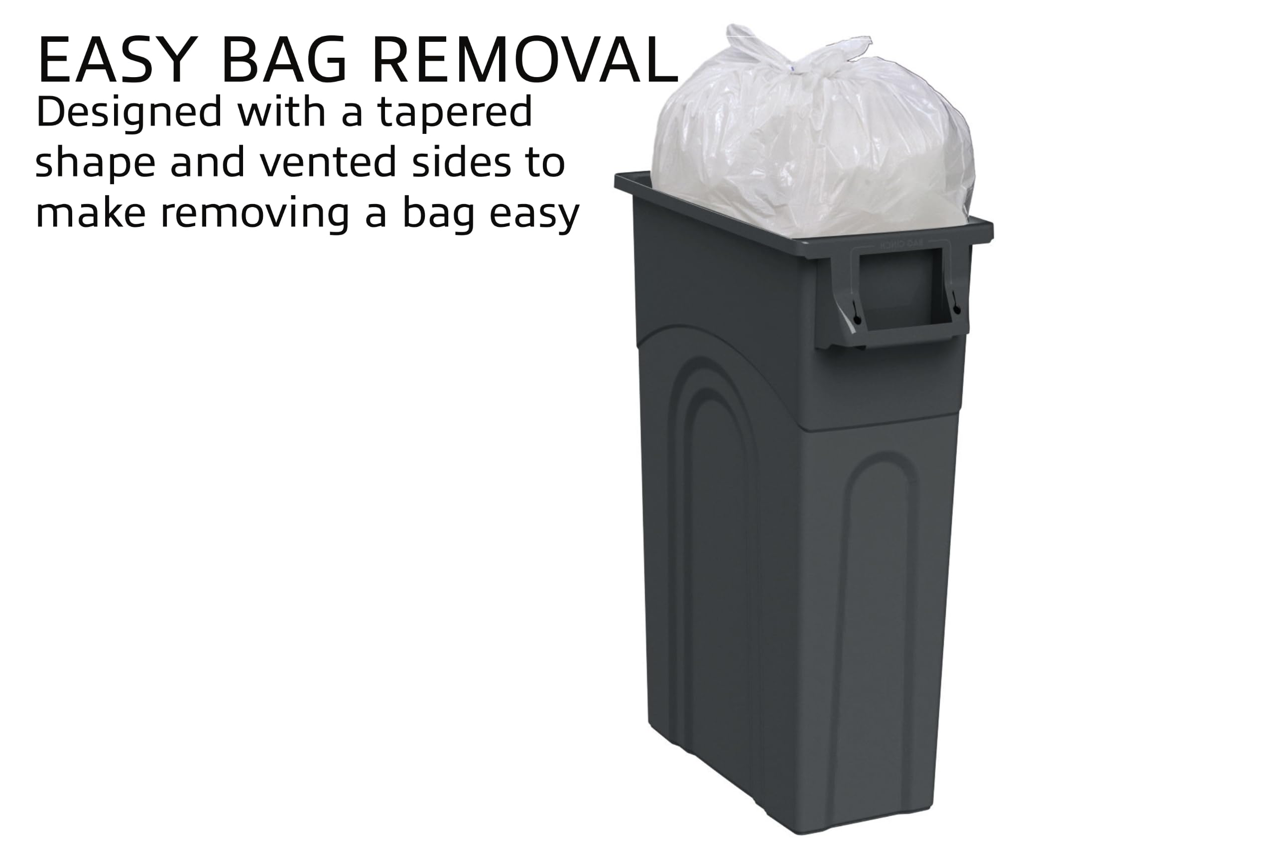 United Solutions 23 Gallon Highboy Waste Container - 2-Pack Slim Trash Can with Easy Bag Removal & Integrated Handles | Space Saving Design for Kitchen, Office, Bathroom | Indoor Outdoor Use in Black (TI0085)