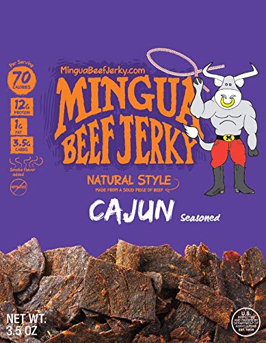 Mingua Beef Jerky - Cajun & Garlic Onion Flavors, 3.5oz & 14oz Packs | High Protein Snack for Camping, Hiking & Road Trips