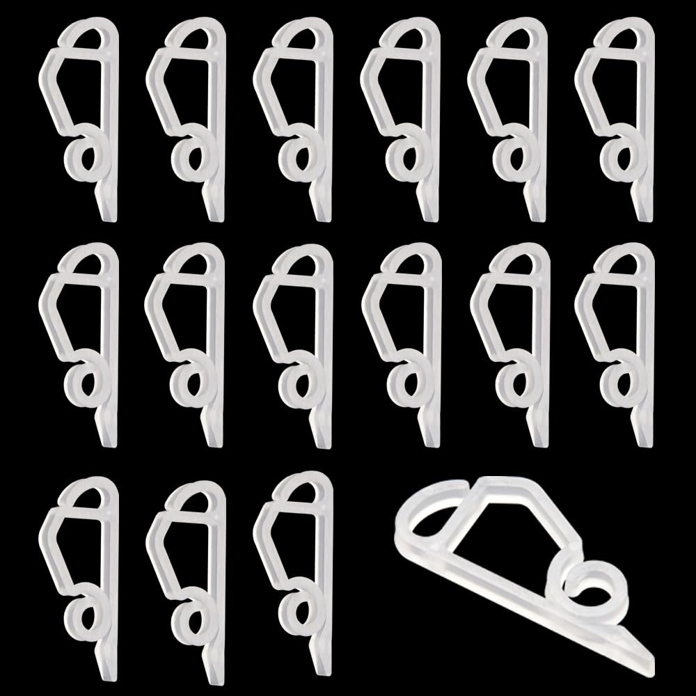 Christmas Light Clips for Outdoor String Lights - Weatherproof Plastic Siding Clamps & Sliding Hooks - White (120 Pack) - Perfect for Holiday Decorations, Roof Edges, and Fence Lighting