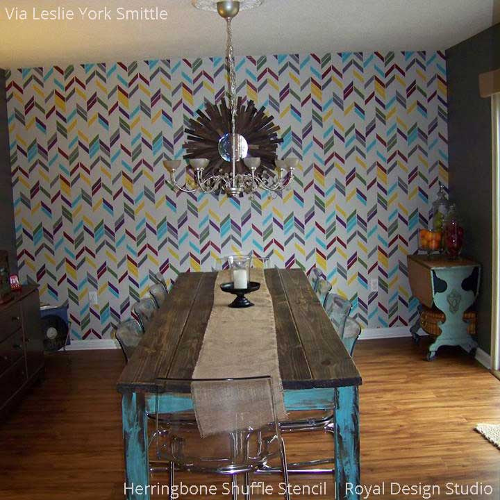 Herringbone Pattern Wall Stencil - DIY Home Decor for Creative Wall Painting & Accent Walls - Perfect for Living Rooms, Bedrooms & Nursery