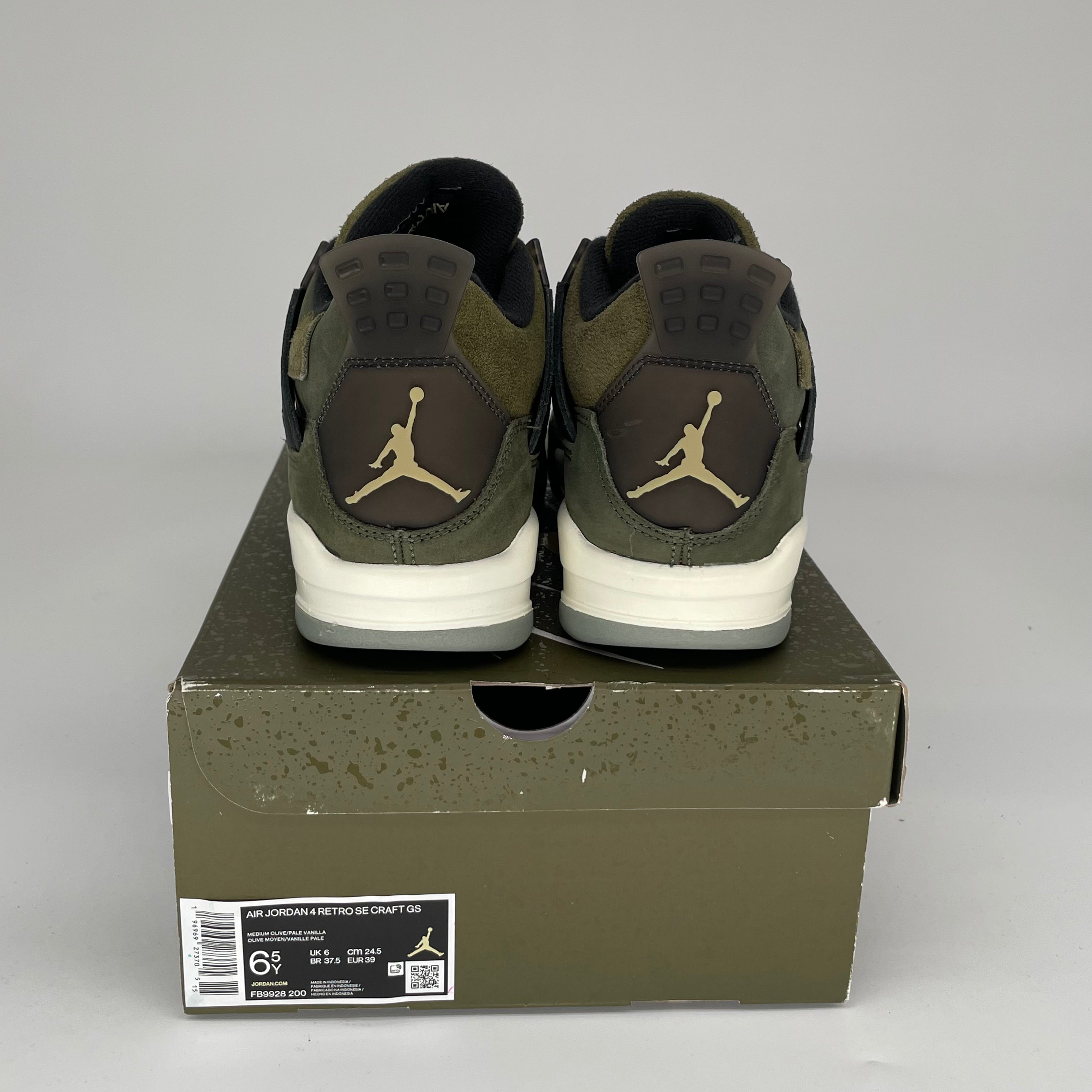 AIR JORDAN 4 CRAFT MEDIUM OLIVE Sneakers - Size 6.5Y (FB9928-200) - Retro Basketball Shoes for Men, Women & Kids - Perfect for Streetwear, Sports & Casual Fashion