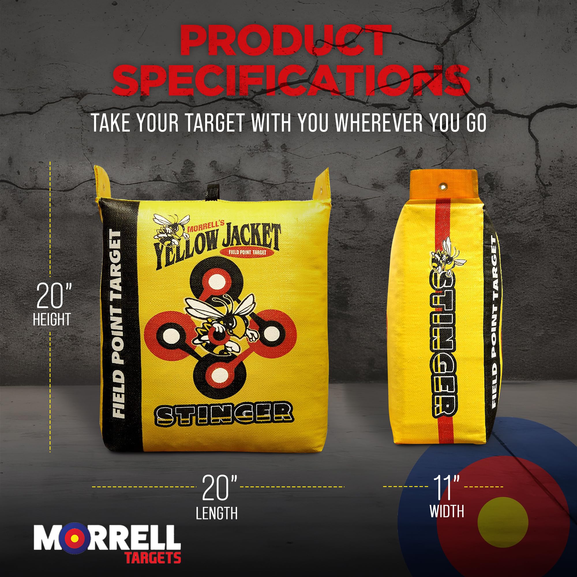 Morrell Yellow Jacket 19lb Portable Adult Field Archery Target Bag - Durable Bowhunting & Range Practice Shooting 30in Target with Stand | Perfect for Outdoor Hunting, Backyard Training & Competitive Archery