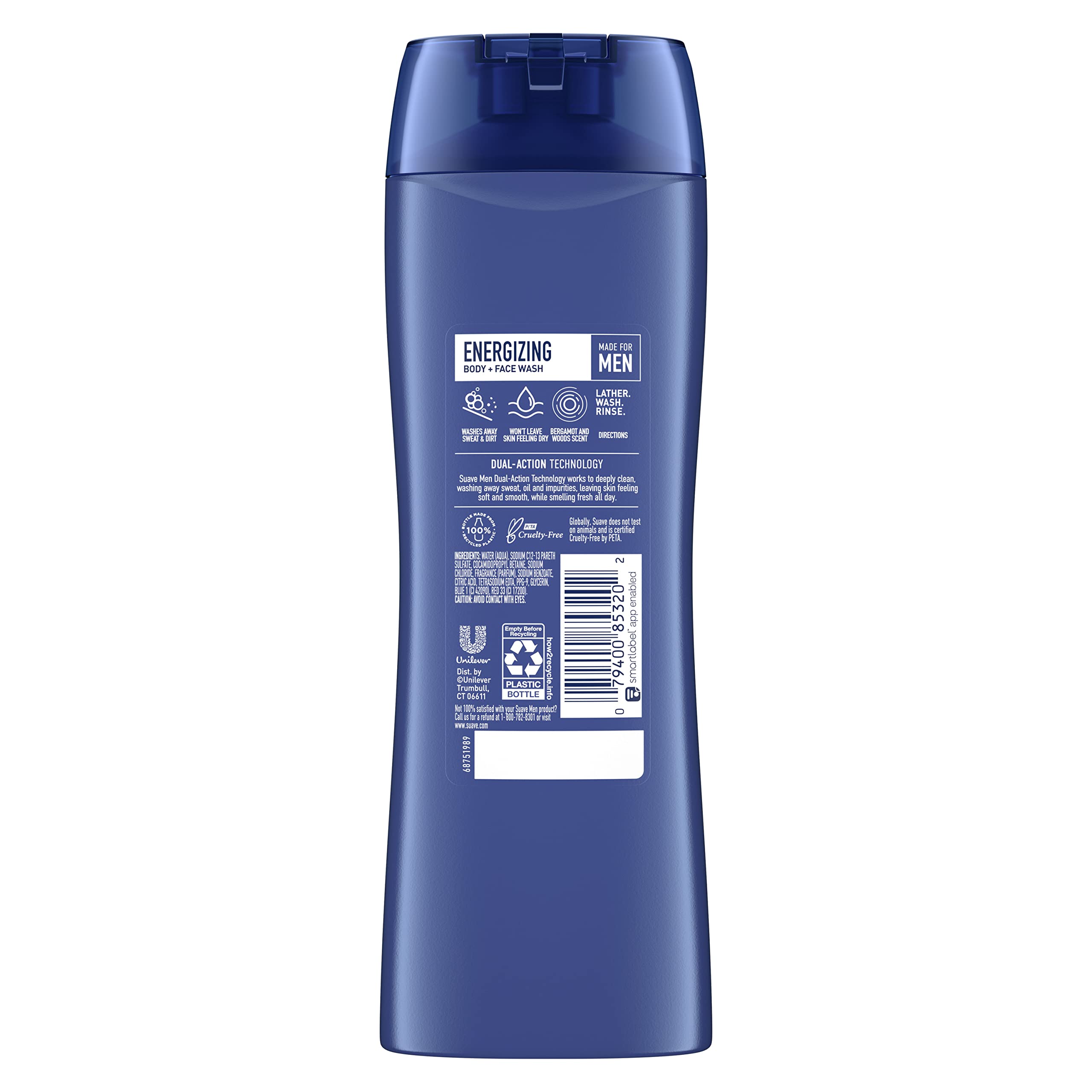 Suave Men's Sport Fragrance Body Wash & Shower Gel - 15 oz | Daily Hydrating Cleanser for Active Men | Gym, Post-Workout & Everyday Use
