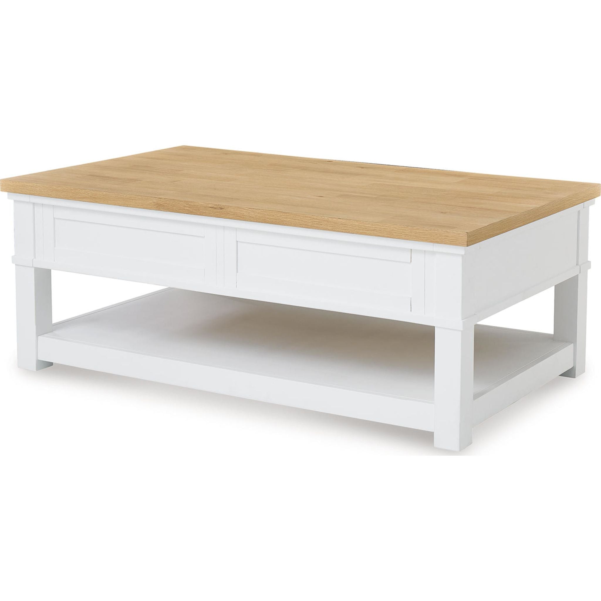 Ashbryn Modern Coffee Table - White & Natural Wood Finish - Perfect for Living Room, Lounge & Home Decor