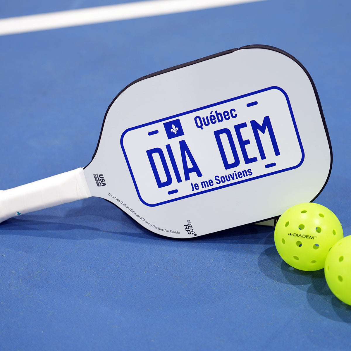 Diadem Icon V1 Quebec Flag Pickleball Paddle - Premium Demo Rental (17) for Tournament & Recreational Play