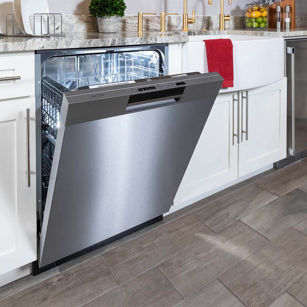 BREDA 24 Inch Panel Ready Tall Tub Dishwasher - Stainless Steel Interior, 6 Wash Cycles, Energy Star Certified (Model LUDWT30150) for Modern Kitchens and Open Concept Homes