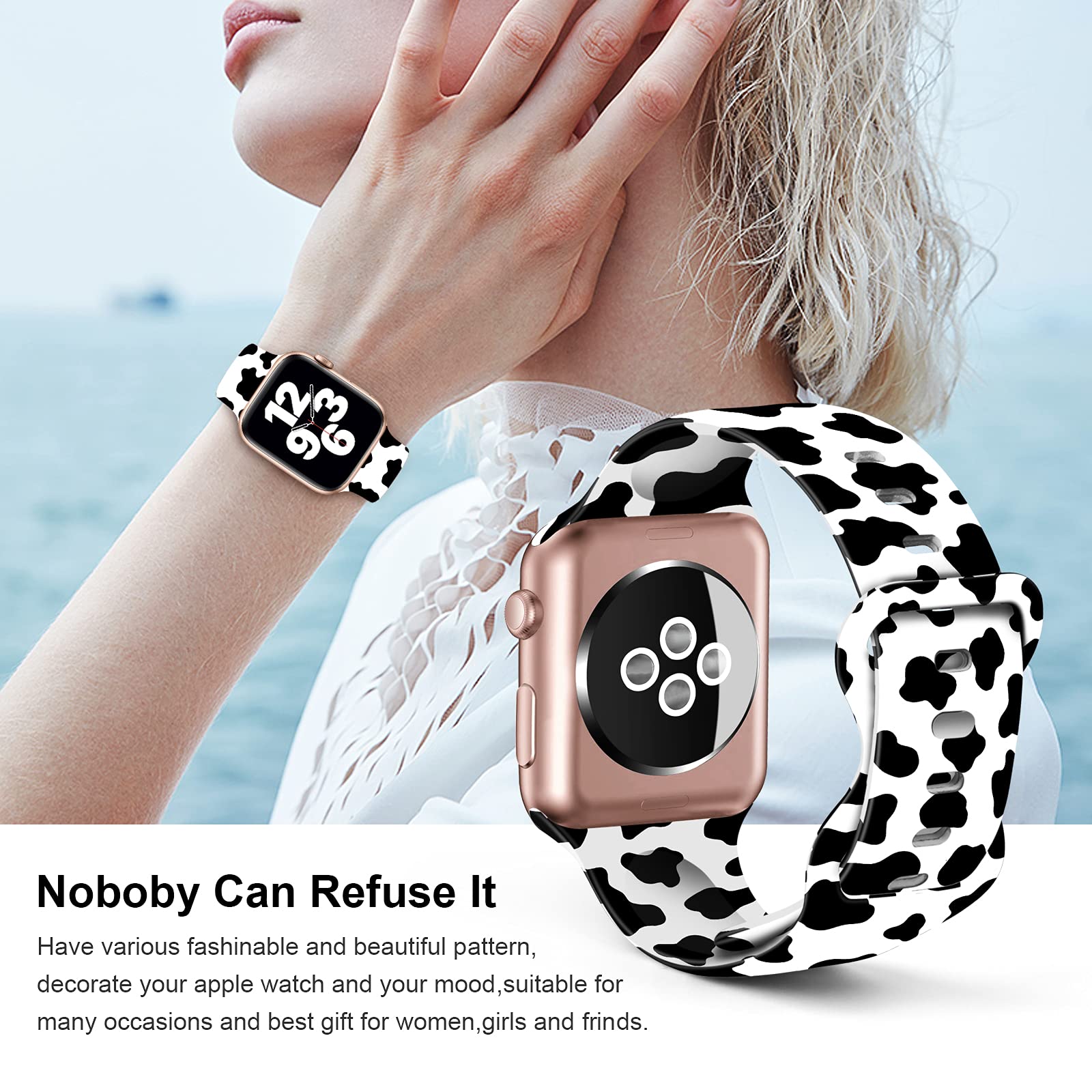 Soft Silicone Apple Watch Bands for 38mm/40mm/42mm/44mm - Sport Replacement Strap Compatible with iWatch Series 6/5/4/3/2/1/SE - Breathable & Comfortable for Men & Women - Perfect for Workouts, Running & Daily Wear