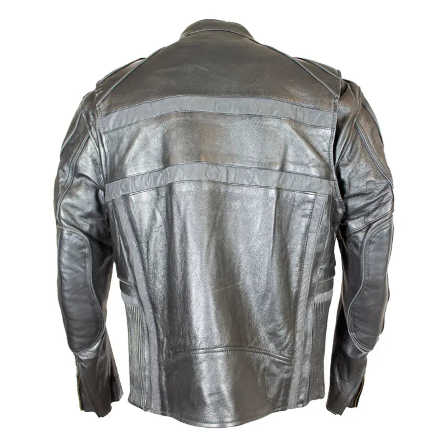 Open Road Men's Reflective Piping Leather Motorcycle Jacket - Stylish & Protective Biker Gear for Night Riding & Urban Commuting