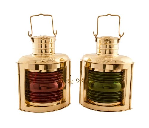 Vermont Brass Lanterns - Nautical Port & Starboard Lamps for Marine Decor (11 Inch, Antique Brass Finish) | Perfect for Boat Lighting, Coastal Home Decor, and Outdoor Patio Ambiance