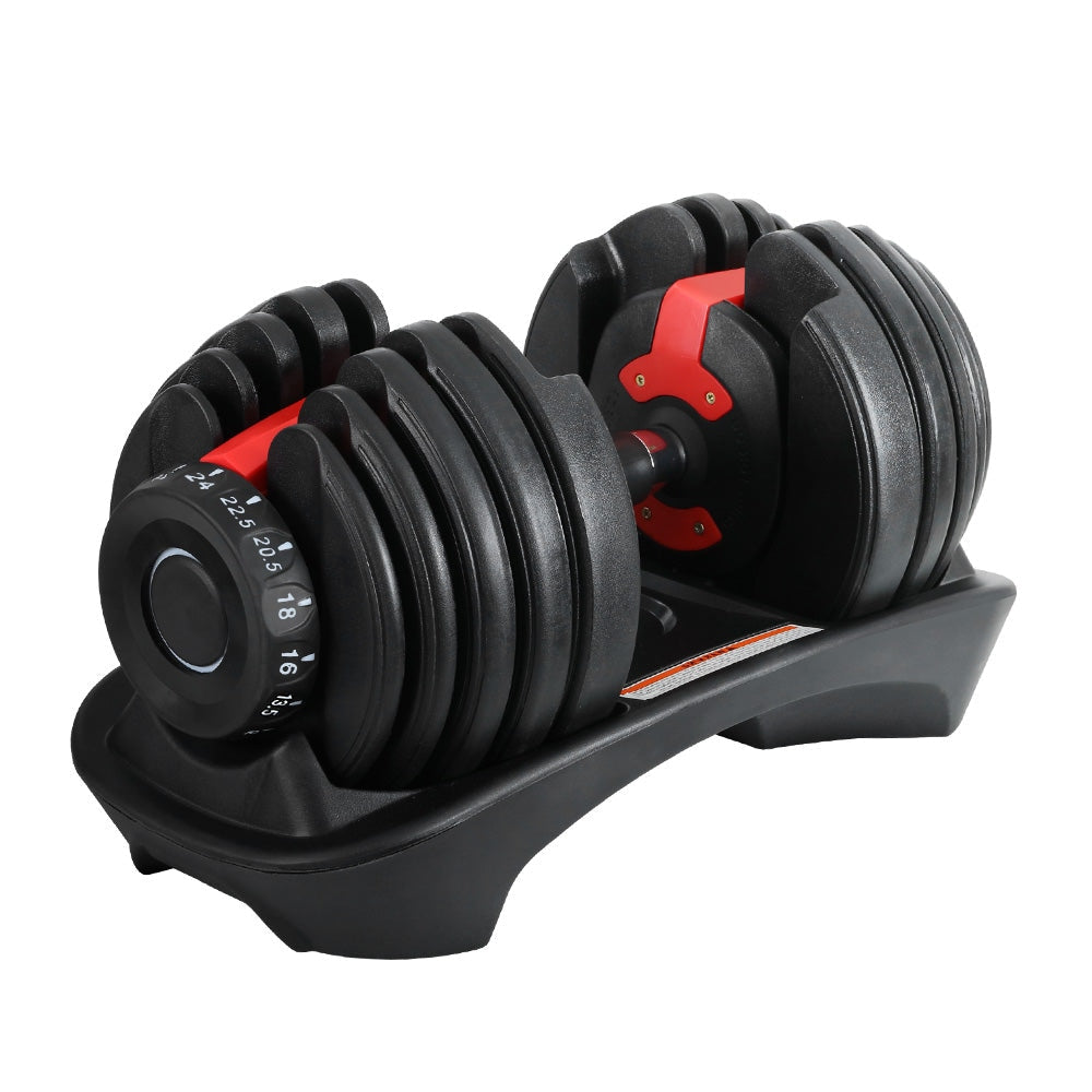 24kg Adjustable Dumbbell Set with Weight Plates - Home Gym Equipment for Strength Training & Fitness Workouts - Perfect for Home Exercise, Muscle Building & Full Body Workouts