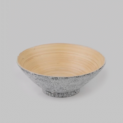 Bambuddha 29 oz Round Gray Spun Bamboo Serving Bowl - Eco-Friendly Eggshell Design - 8.25
