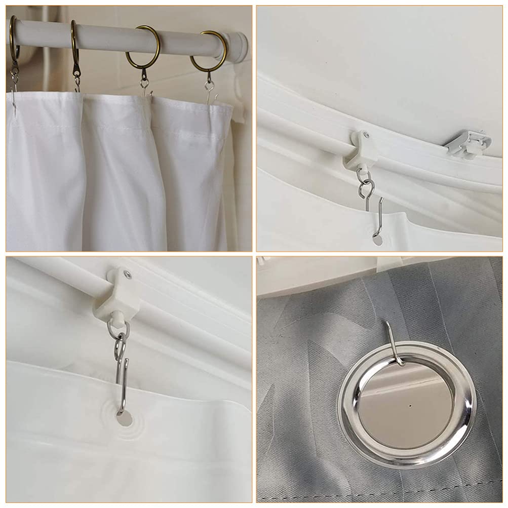 120pcs Cabilock Steel Curtain Hooks - Heavy Duty Shower & Car Sunshade Hanging Hooks for Home, RV & Vehicle Use | Durable Curtain Track Hooks with Bracket for Bathroom, Bedroom & Automotive Window Shades