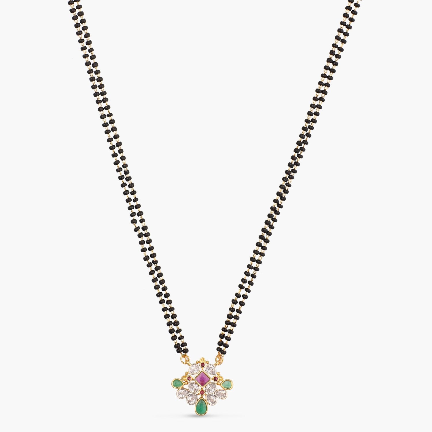 Rohani CZ Multi Stone Black Beads Necklace for Women - Elegant Crystal Jewelry for Party, Wedding & Evening Wear
