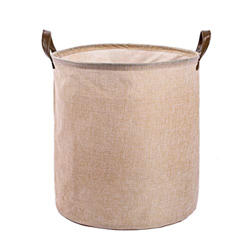 Amiley 17.7” x 13.4” Foldable Waterproof Laundry Basket with Handles - Multi-Purpose Storage Organizer for Clothes, Blankets & Toys (Khaki) | Perfect for Home, Dorm & Travel Use