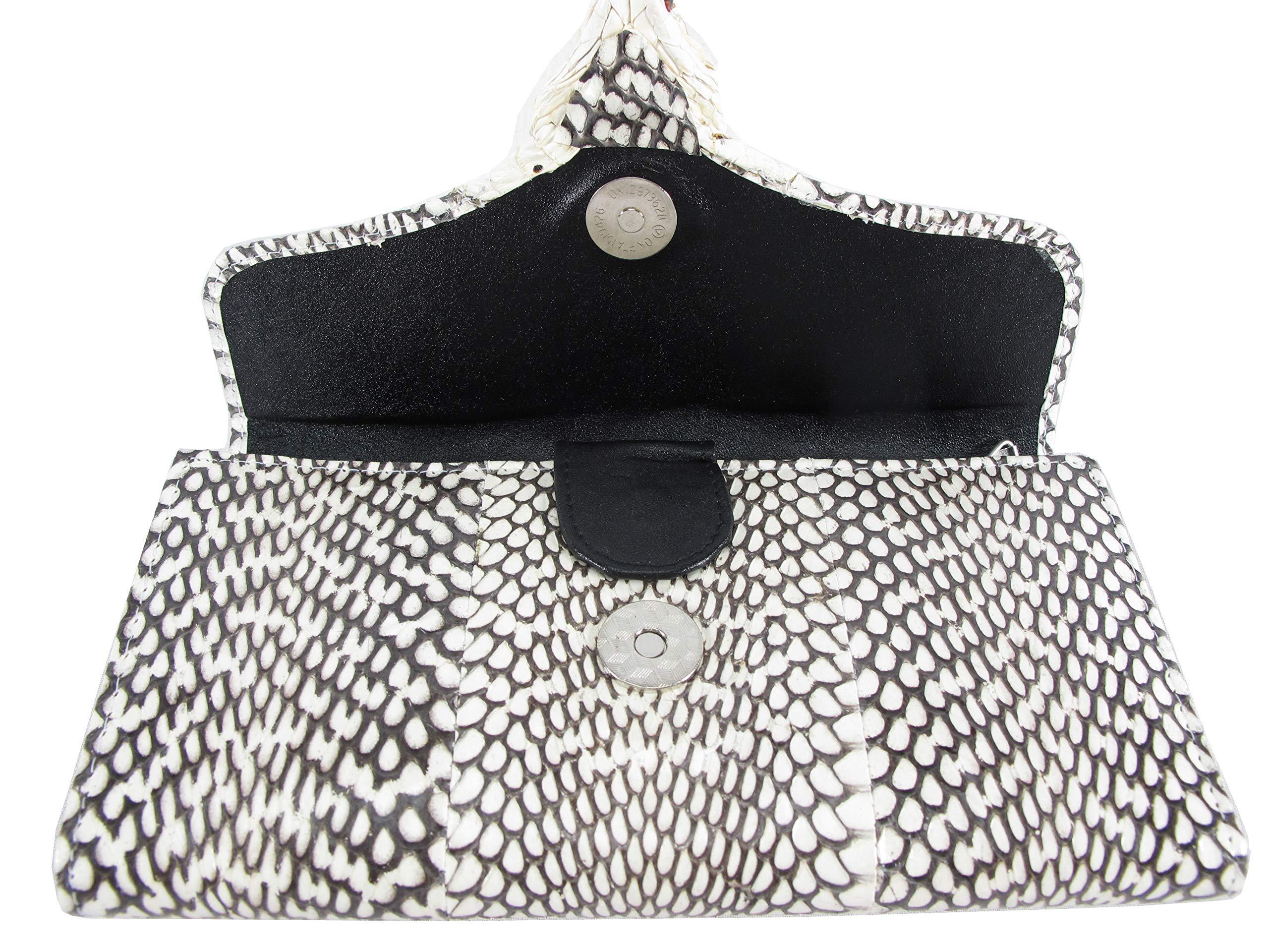 Genuine Cobra Snake Skin Leather Women's Trifold Clutch Wallet Purse with Head - Exotic Natural Reptile Skin Handbag for Evening Parties, Date Nights & Luxury Fashion Accessories