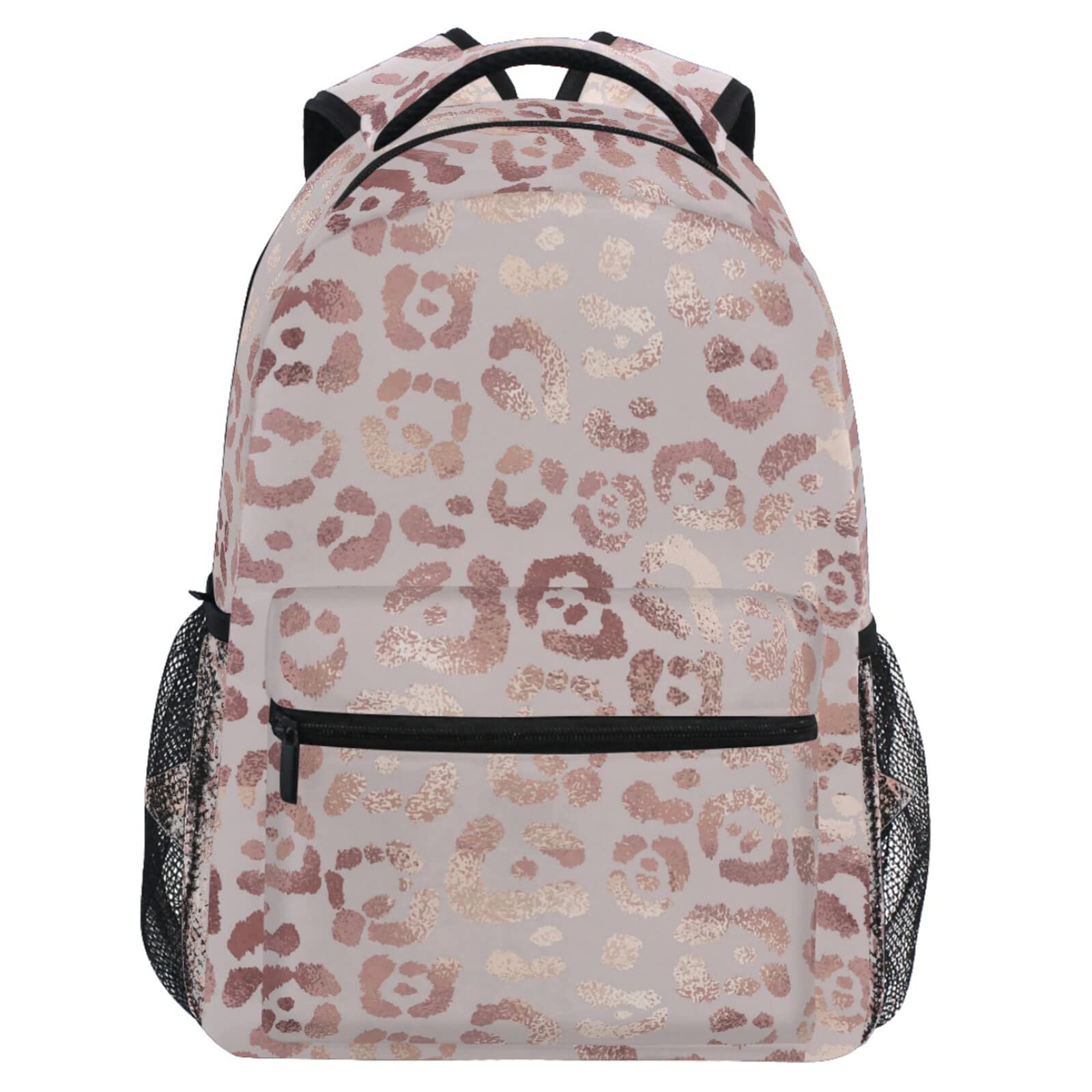 Stylish Rose Gold Leopard Print Laptop Backpack for College Students & Professionals - Durable School Bookbag with iPad/Tablet Compartment - Perfect for Travel, Work & Campus Life (One Size Fits All)