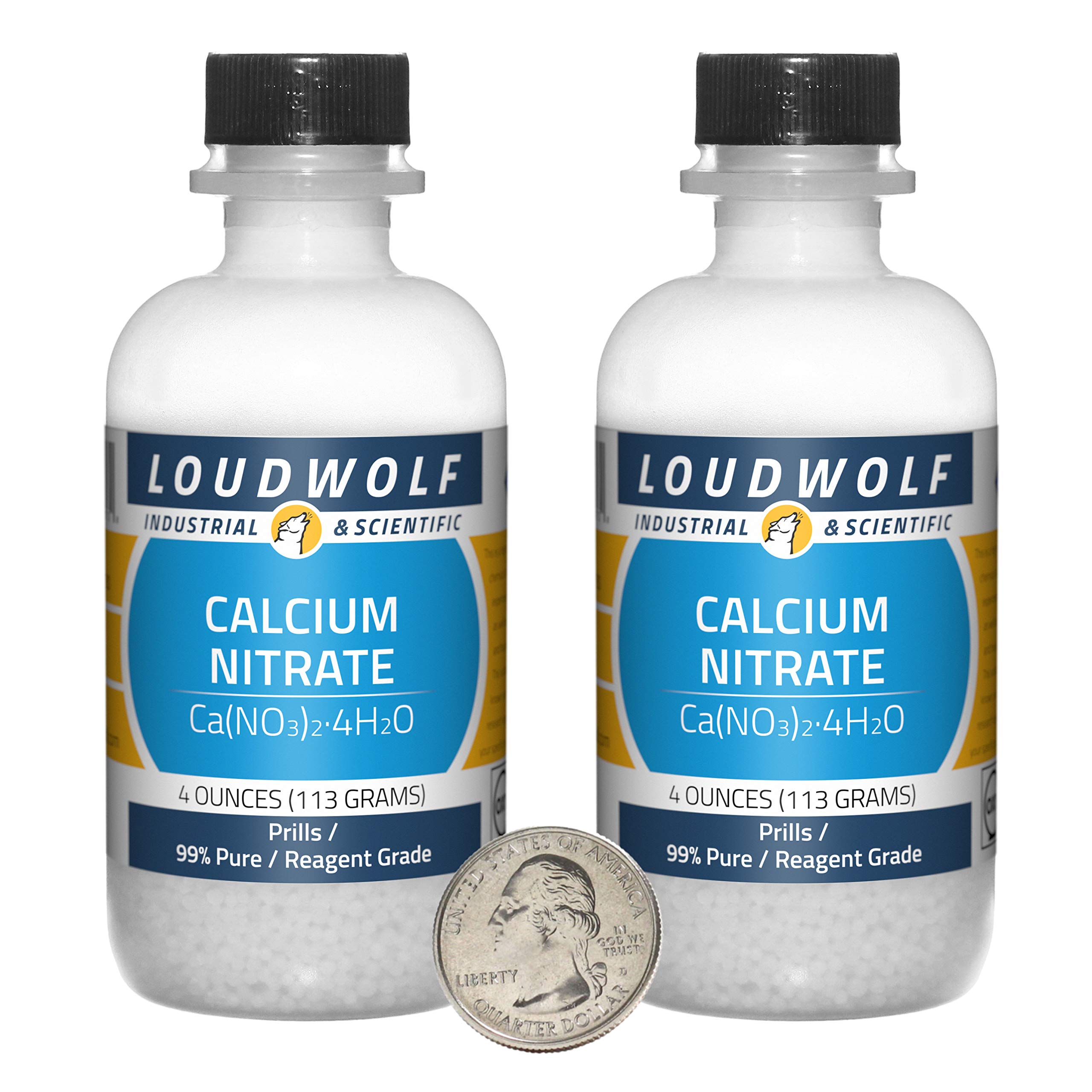 99% Pure Calcium Nitrate Prills - 8oz (2 Bottles) - Reagent Grade for Hydroponics, Gardening & Plant Nutrition