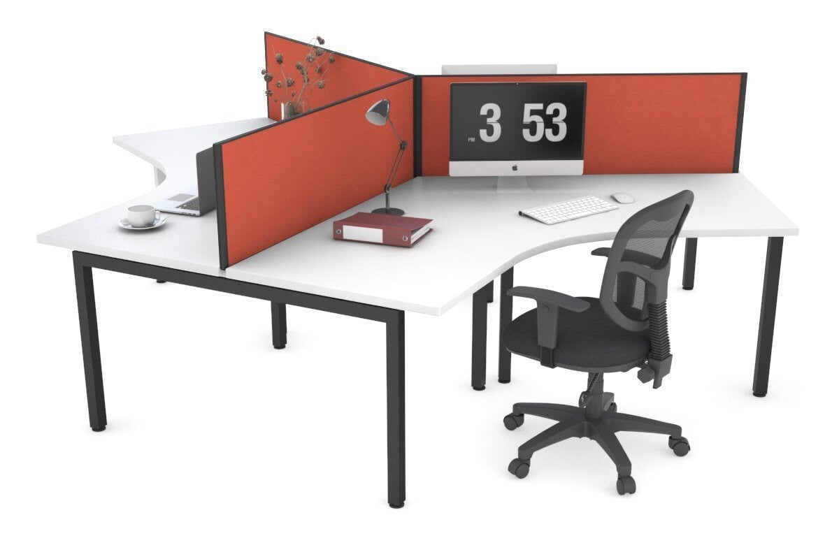 Quadro Square Legs 3-Person 120° Office Workstation - Modular Desk System for Collaborative Workspaces & Team Projects