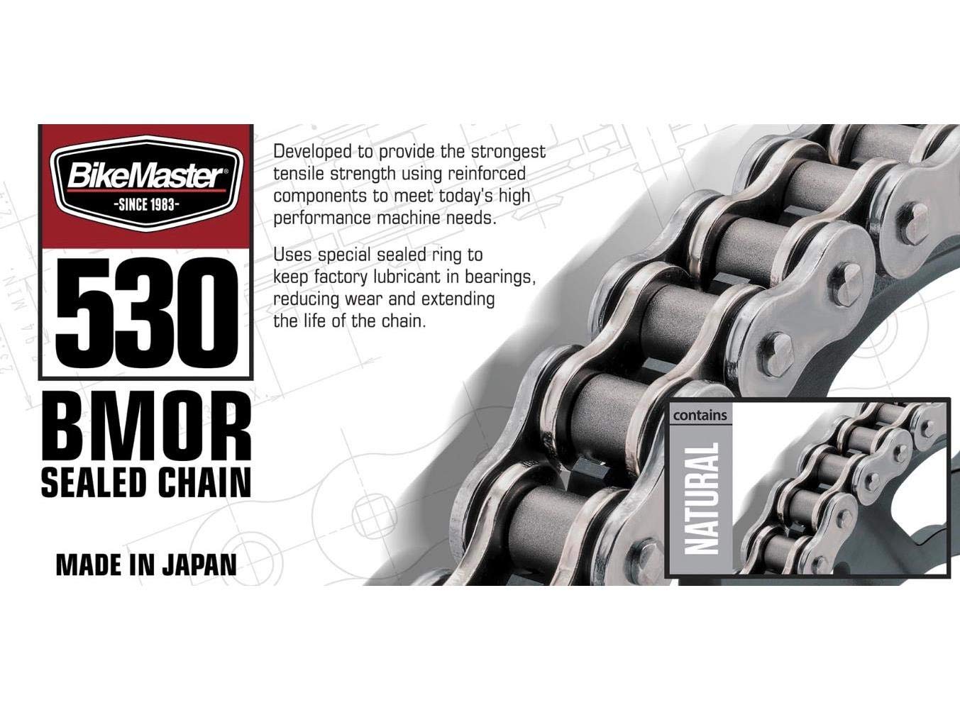 BikeMaster 530 BMOR Series Motorcycle Chain 530x130 Links Gold - Heavy Duty Replacement Chain for Harley, Cruiser & Dirt Bikes - High Performance for Racing & Off-Road Riding