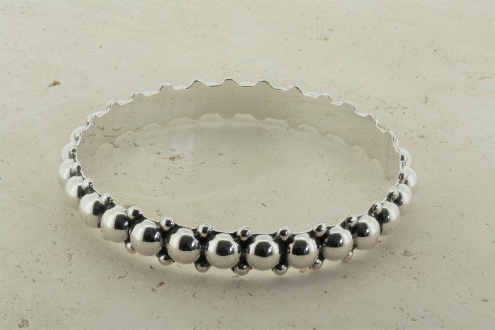 Elegant Beaded Bangle Bracelet - Sterling Silver Handmade Jewelry for Women - Perfect for Parties, Weddings & Everyday Wear