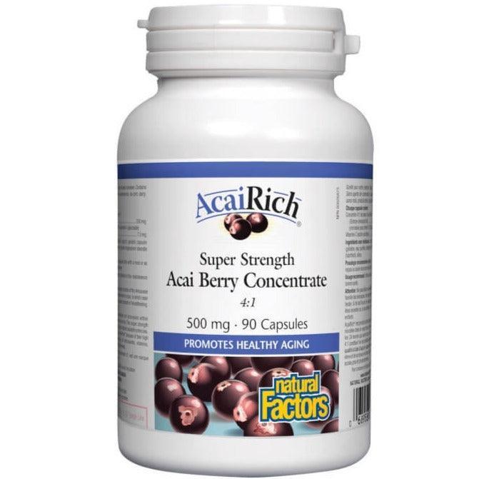 Natural Factors AcaiRich Super Strength Acai Berry Concentrate 500mg - 90 Capsules | Antioxidant Supplement for Immune Support & Energy Boost | Perfect for Daily Wellness & Active Lifestyle