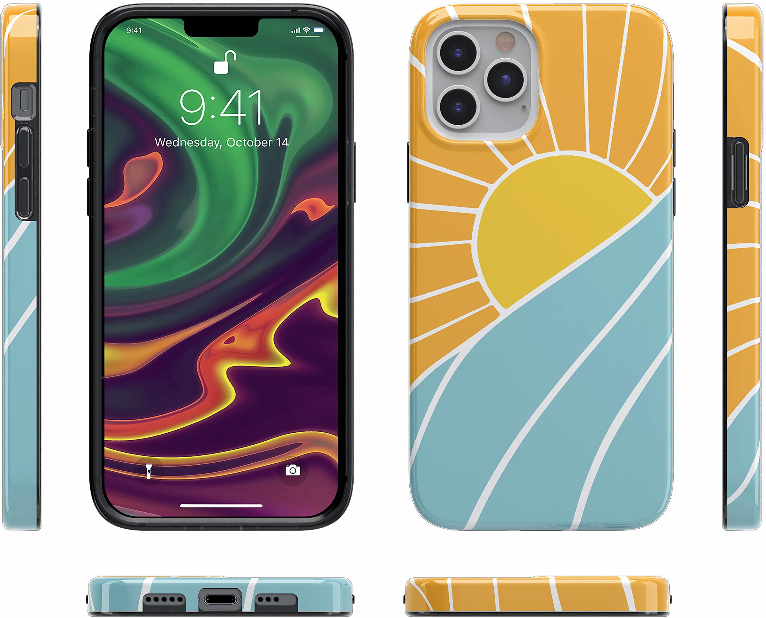 Casely iPhone 12 Pro Max Case - Waves & Rays Design, Shockproof Protective Cover for Women | Perfect for Beach Days, Summer Travel & Everyday Use