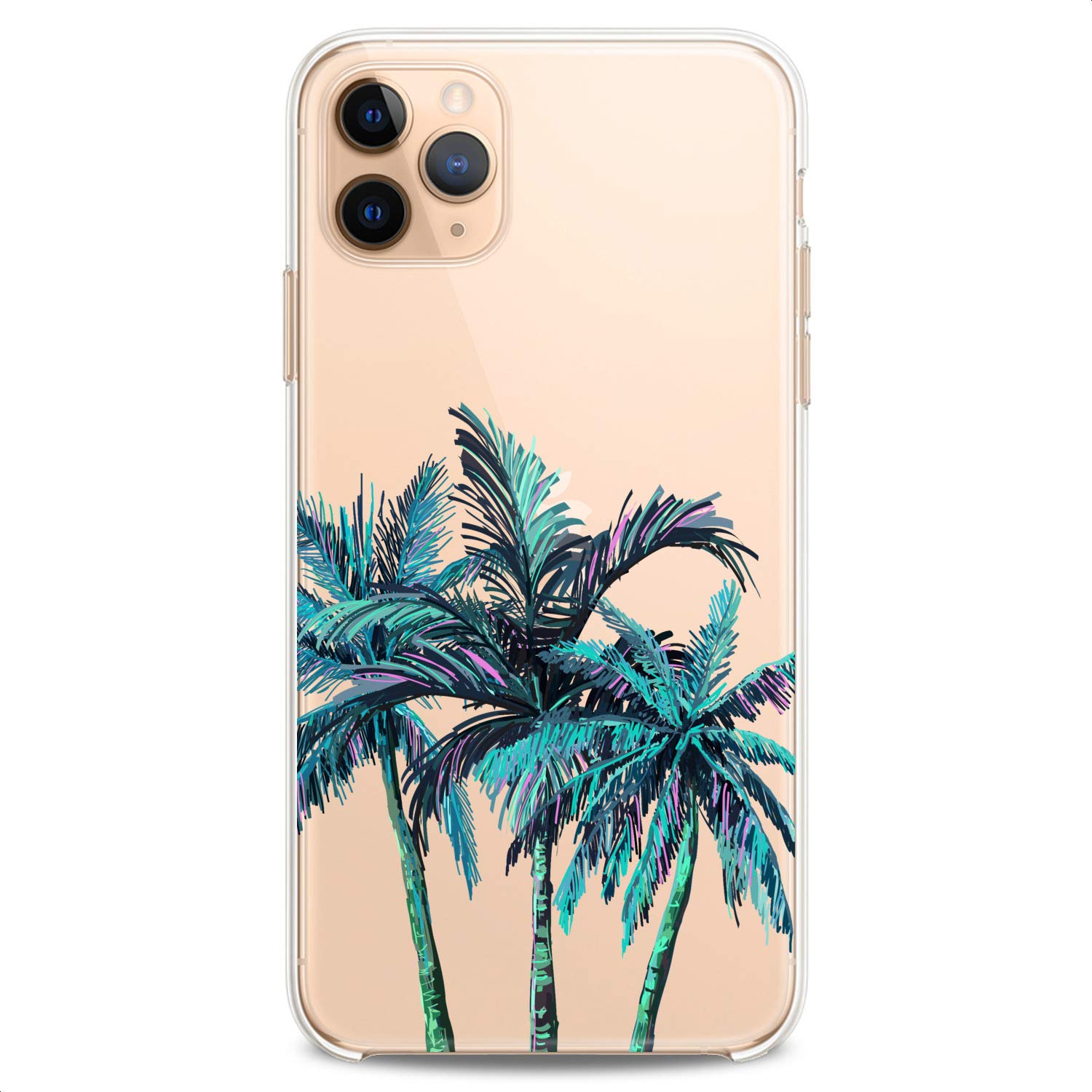 Premium TPU Phone Case for iPhone 16/15/14/13/12/11 Pro Max/Plus/Mini/XS/XR/X/8/7/6/5/SE - Slim Flexible Silicone Cover with Tropical Palm Tree Design in Glam Pink & Clear Options - Perfect for Beach Vacations, Summer Outings & Nature Lovers