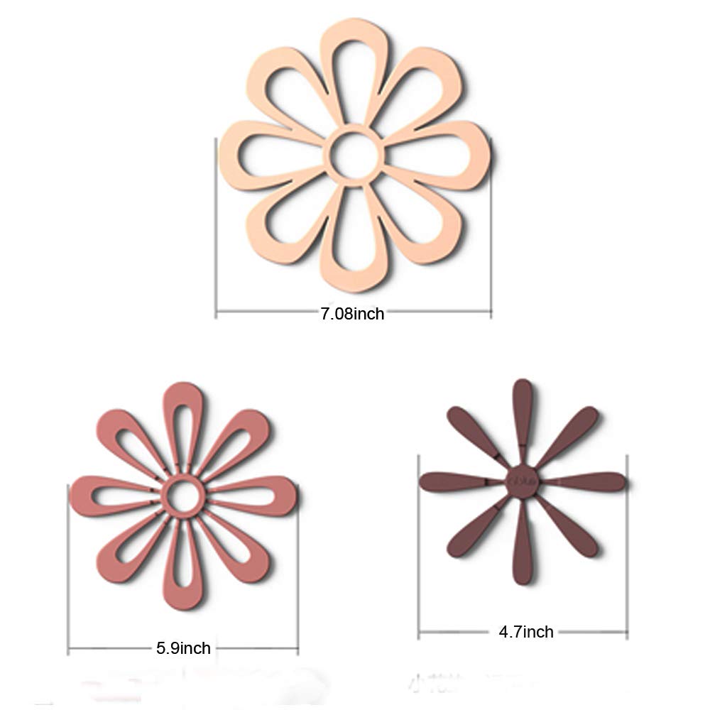 Heat-Resistant Silicone Potholders & Trivets Set - 3-in-1 Kitchen Mat for Cooking, Baking & Dish Drying - Withstands 440°F - Non-Slip Hot Pad for Stovetop & Countertop Protection (Pink) - Perfect for Home Kitchen, BBQ & Camping Use