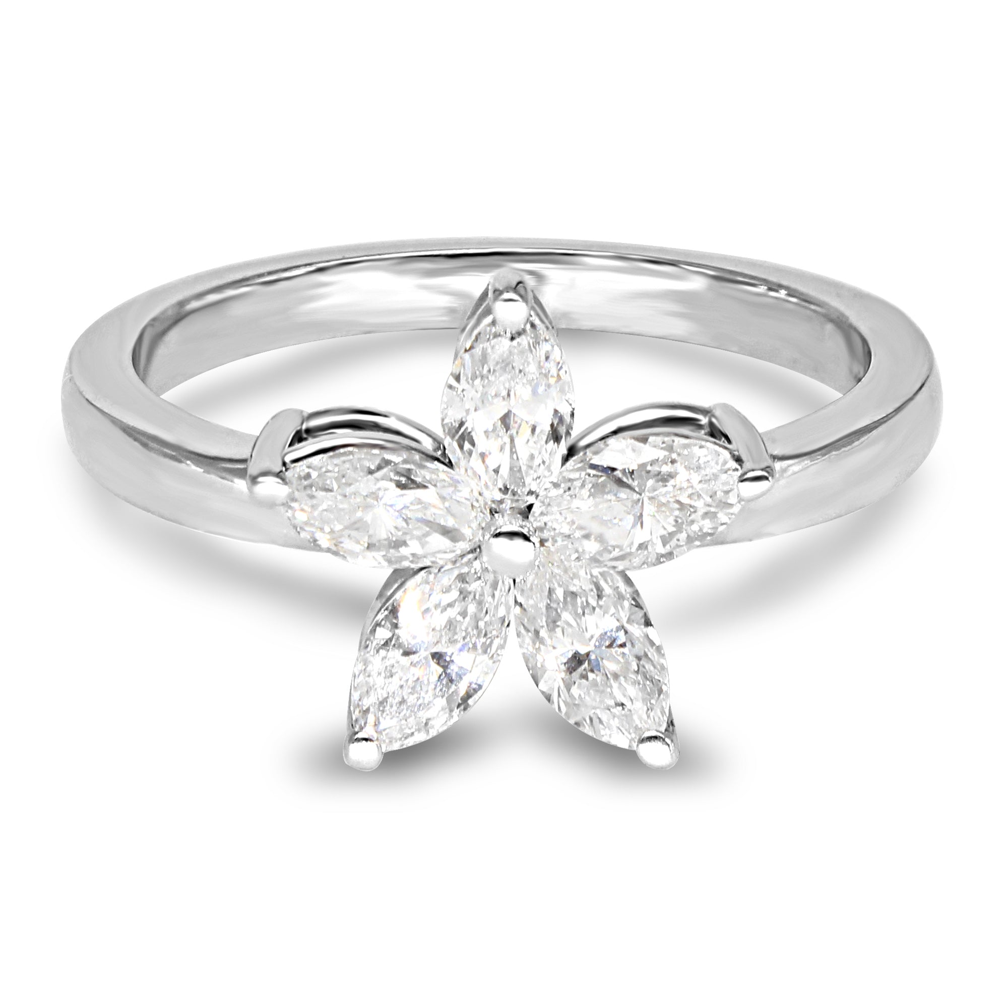 0.75 Carat Marquise Cut Diamond Flower Ring for Women - Elegant Engagement, Wedding, Anniversary Gift Idea