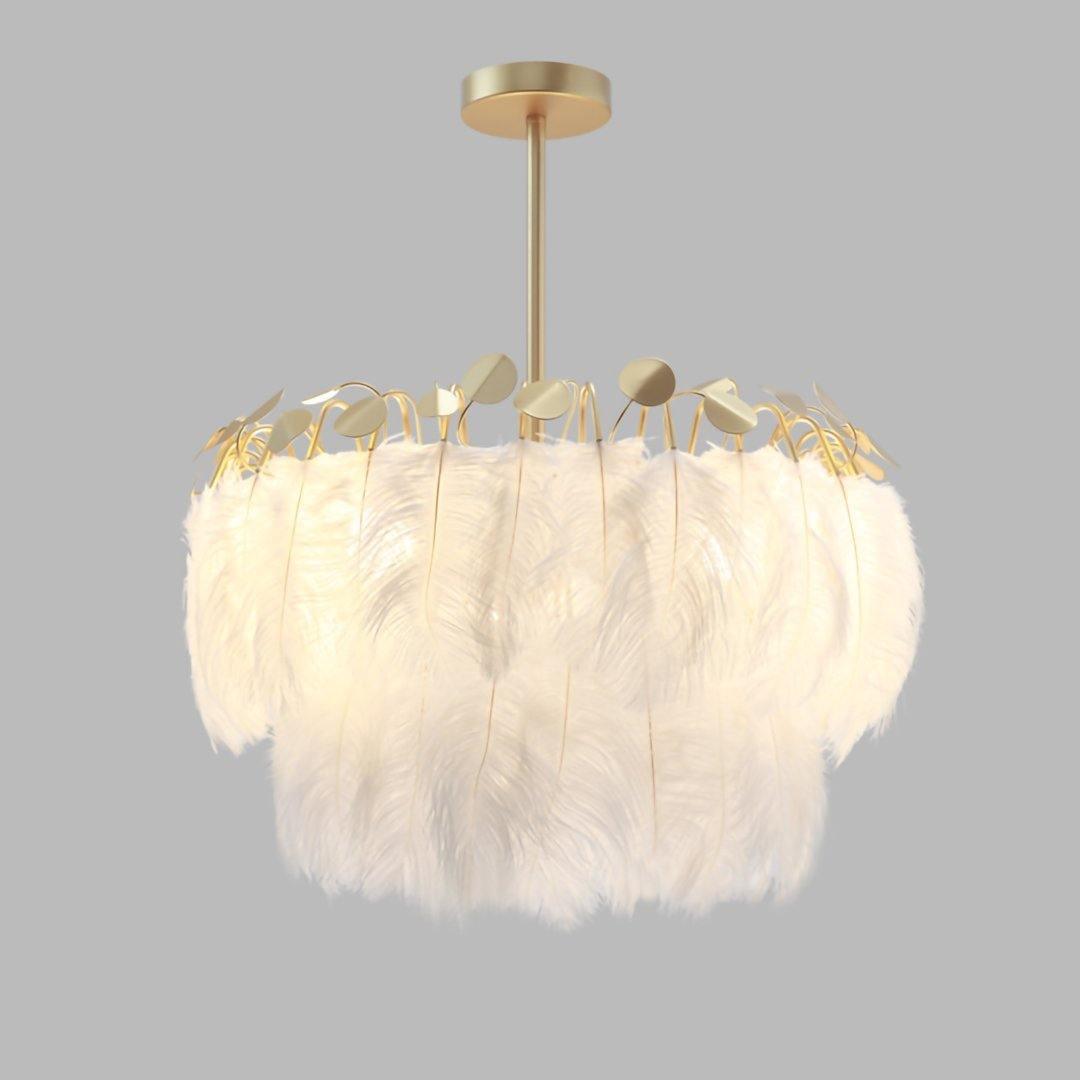 Feather Pendant Lamp - Handmade Bohemian Style Ceiling Light Fixture for Living Room, Bedroom, Dining Room & Kitchen Decor