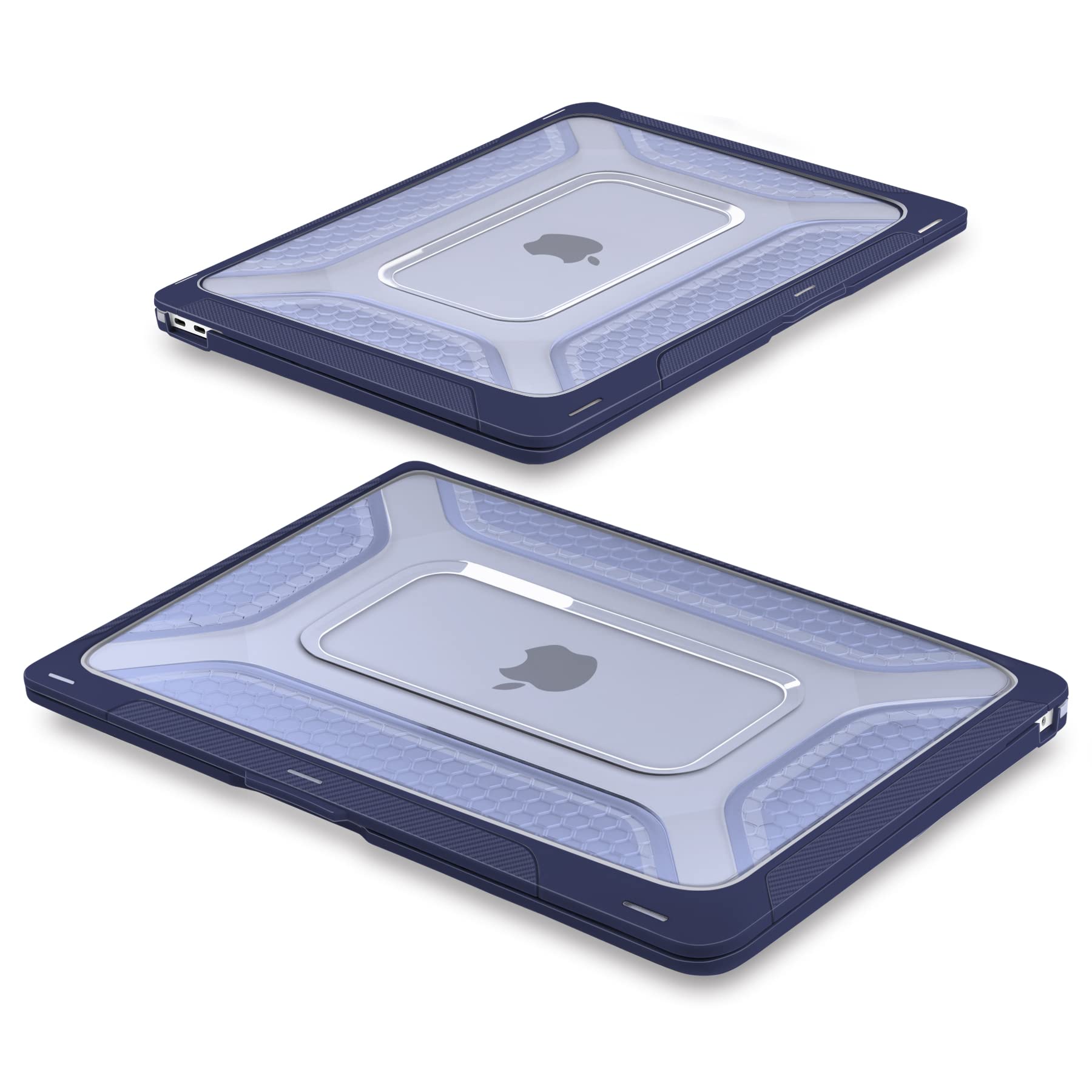 DONGKE Heavy Duty Rugged Hard Shell Case with Kickstand for MacBook Air 13 Inch (A2337 M1 A2179 A1932 2021-2018) - Protective TPU Bumper Cover Compatible with Retina Display & Touch ID, Navy Blue - Perfect for Travel, Office & School Use
