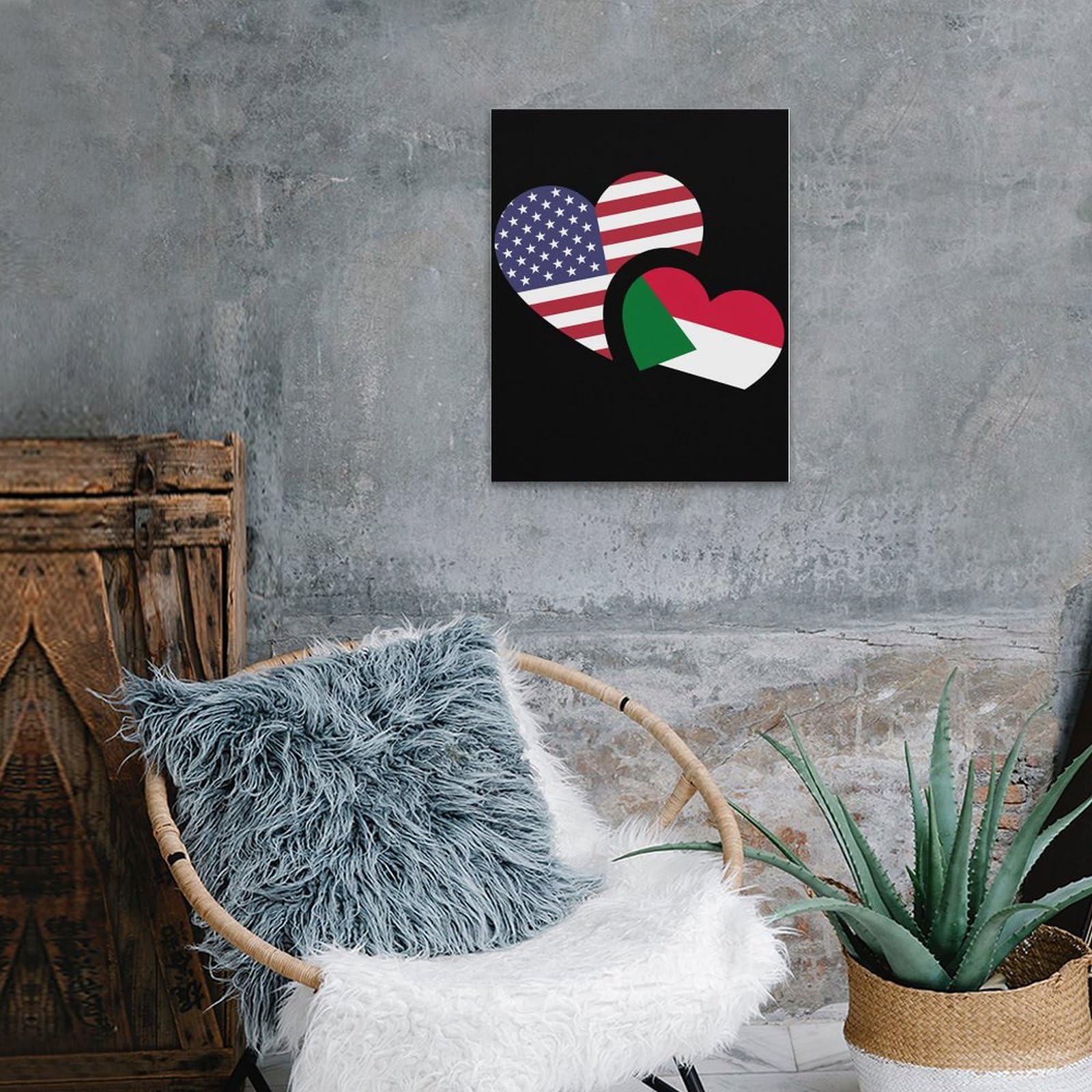 American Flag Canvas Wall Art - 16x20 Inch (40x50cm) Patriotic Home Decor with Wooden Frame - Perfect for Living Room, Bedroom, Office & Gift Giving