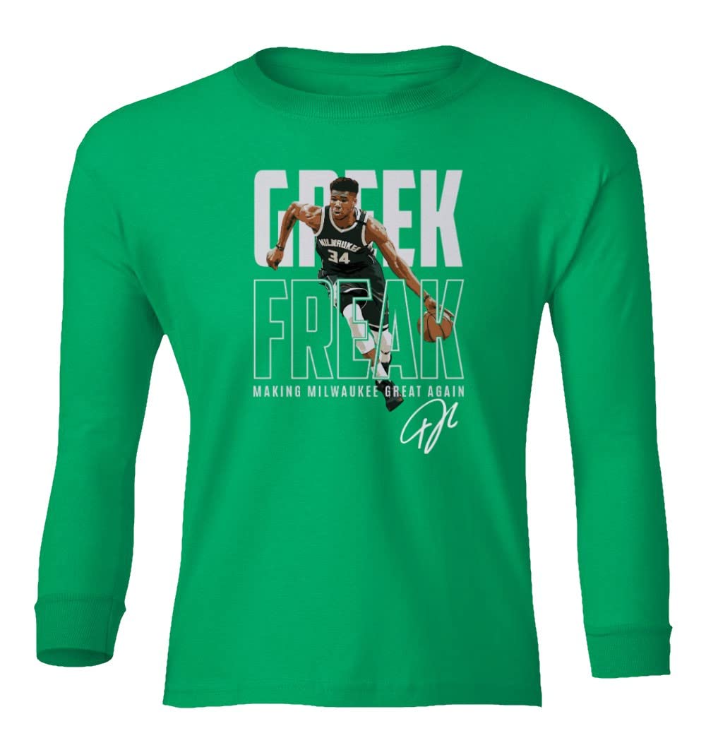 Milwaukee Bucks Giannis Antetokounmpo Youth Basketball Jersey - Long Sleeve NBA Fan T-Shirt for Boys & Girls - Perfect for Game Day, School, and Sports Events