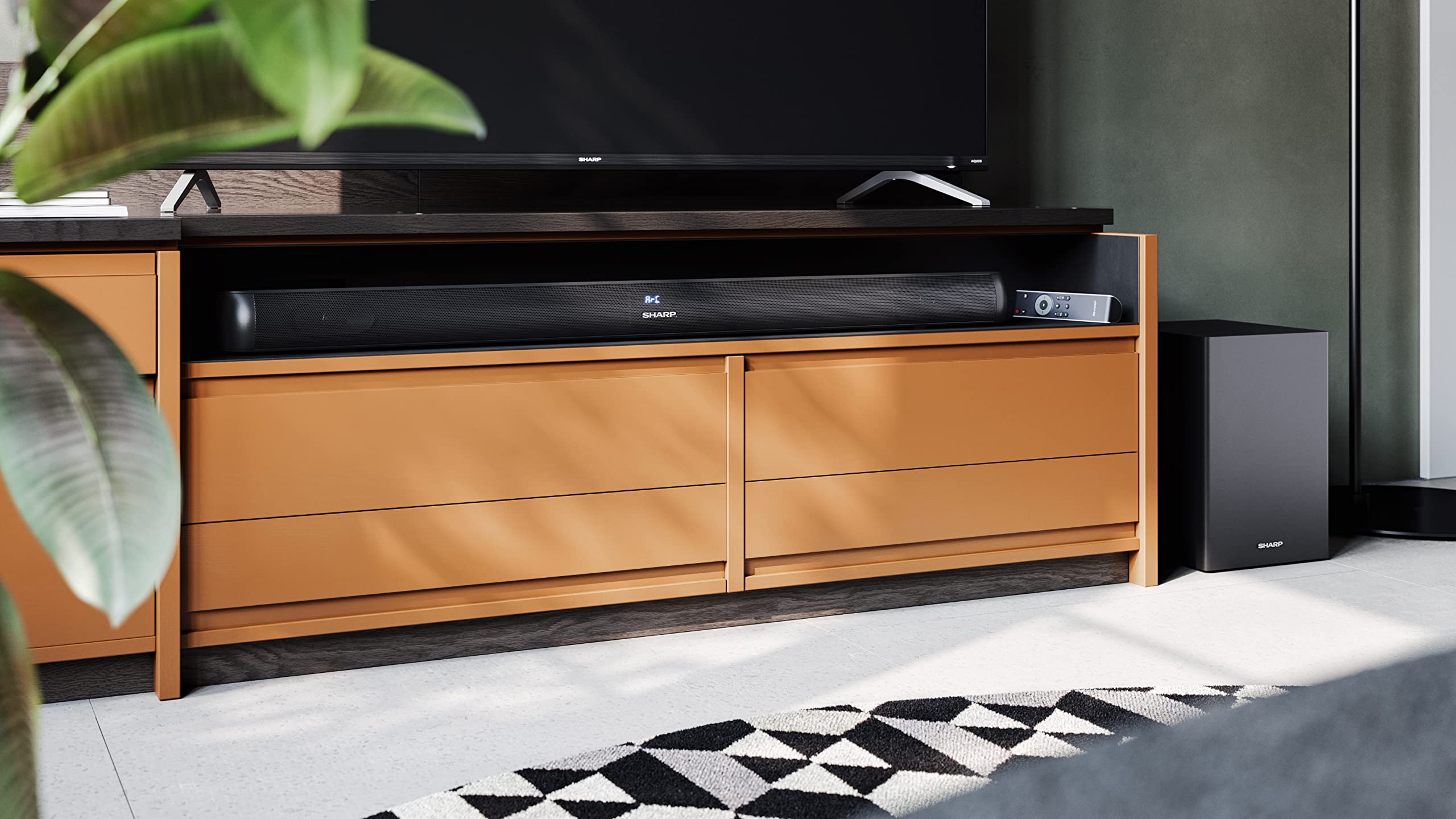 SHARP HT-SBW202 2.1 Channel Soundbar with Wireless Subwoofer - 200W Slim Bluetooth Speaker for TV, Home Theater & Streaming | HDMI ARC, Optical, USB, AUX Inputs | Wall Mountable or Tabletop Setup - Perfect for Movies, Gaming & Music (Black)