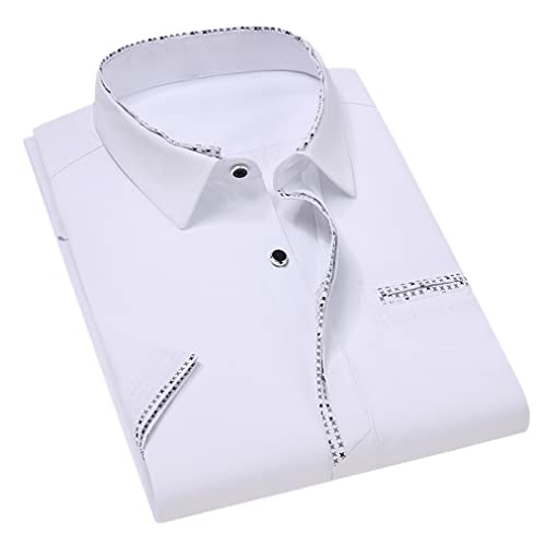 Men's Summer Short Sleeve Button-Down Collar Shirt - Breathable Regular Fit Wrinkle-Free Dress Shirt for Office, Casual & Social Events