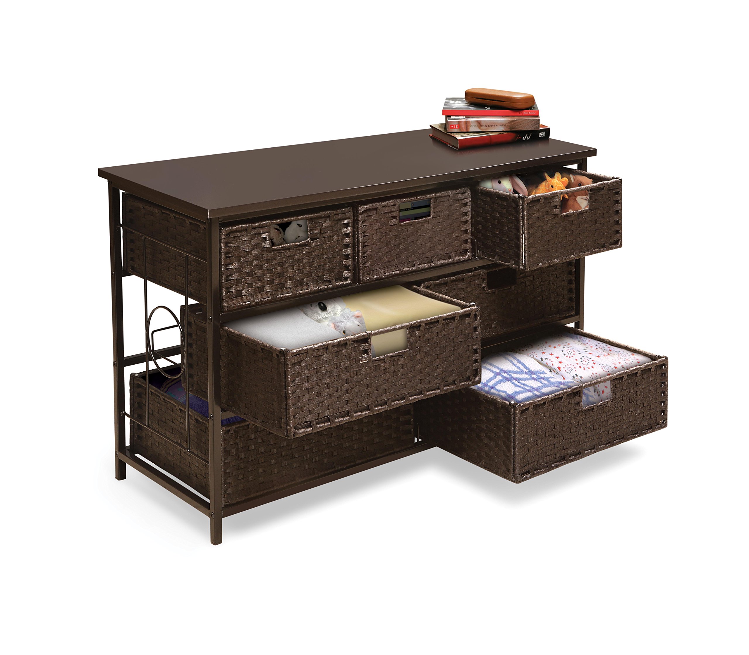 Badger Basket August Collection 7-Drawer Woven Toy Storage Organizer - Espresso Finish | Kids Room Organization, Nursery Storage & Playroom Decor