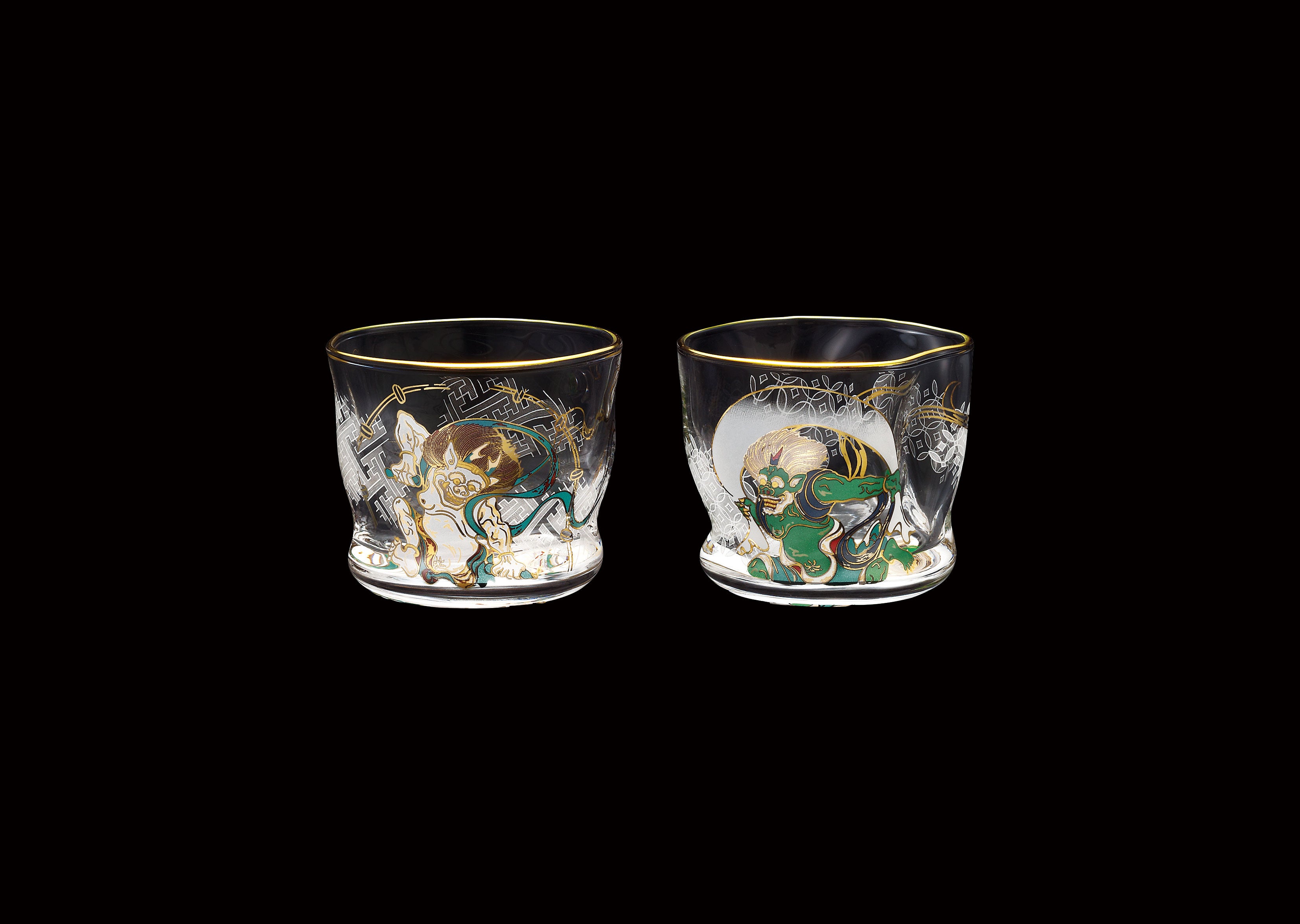 Premium Fujin Raijin Sake Glass Set - Japanese God of Wind & Thunder Ceramic Cup Pair - Perfect for Sake Tasting, Japanese Culture Enthusiasts & Home Bar Decor