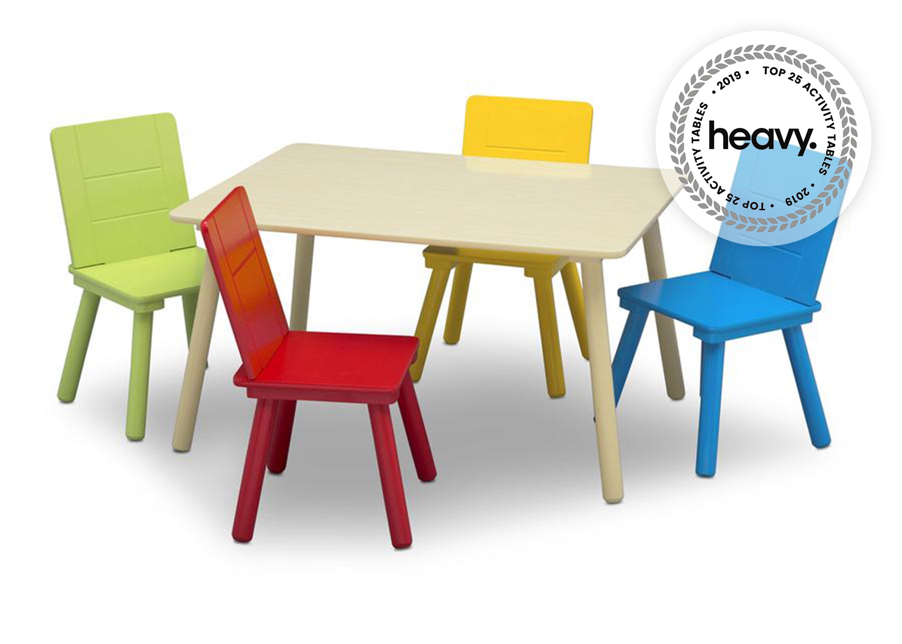 Kids Table and Chair Set - 4-Piece Wooden Children's Furniture for Playroom, Learning & Dining - Perfect for Toddlers & Preschoolers (Pink/Blue) - Ideal for Arts & Crafts, Snack Time, and Homeschooling Activities