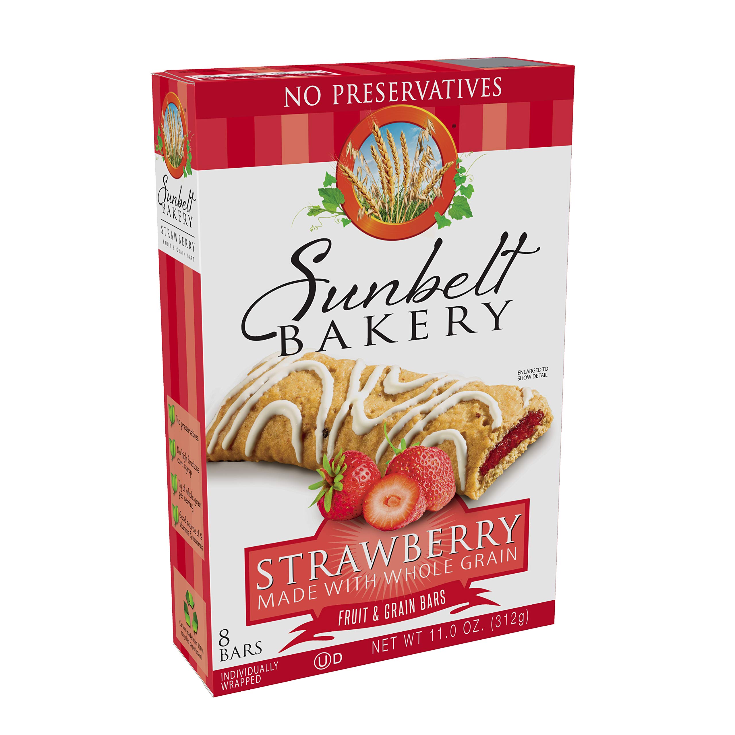 Sunbelt Strawberry Fruit Grain Bars 8-Pack - Healthy Snacks for On-the-Go