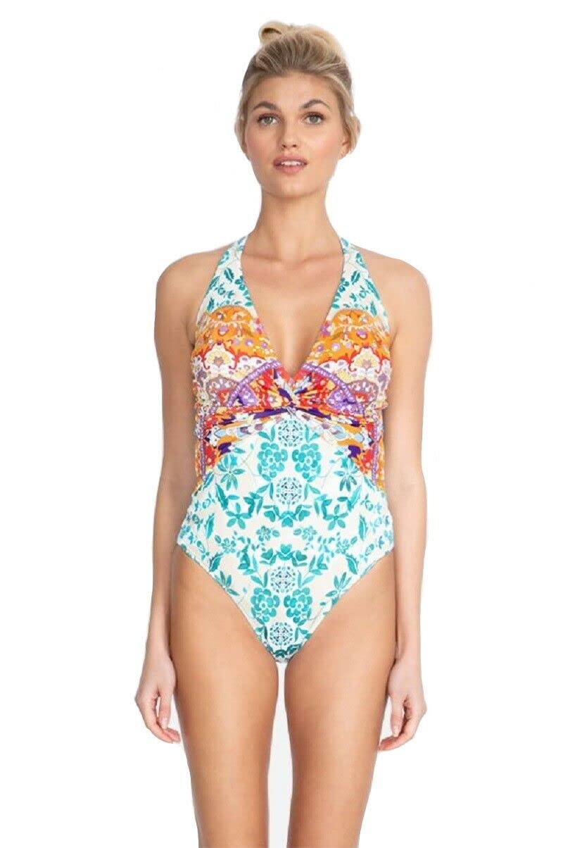 Johnny Was Ellyo Twist One Piece Swimsuit - CSW9320 (XS) Multicolor Floral Print for Beach Vacation & Pool Party