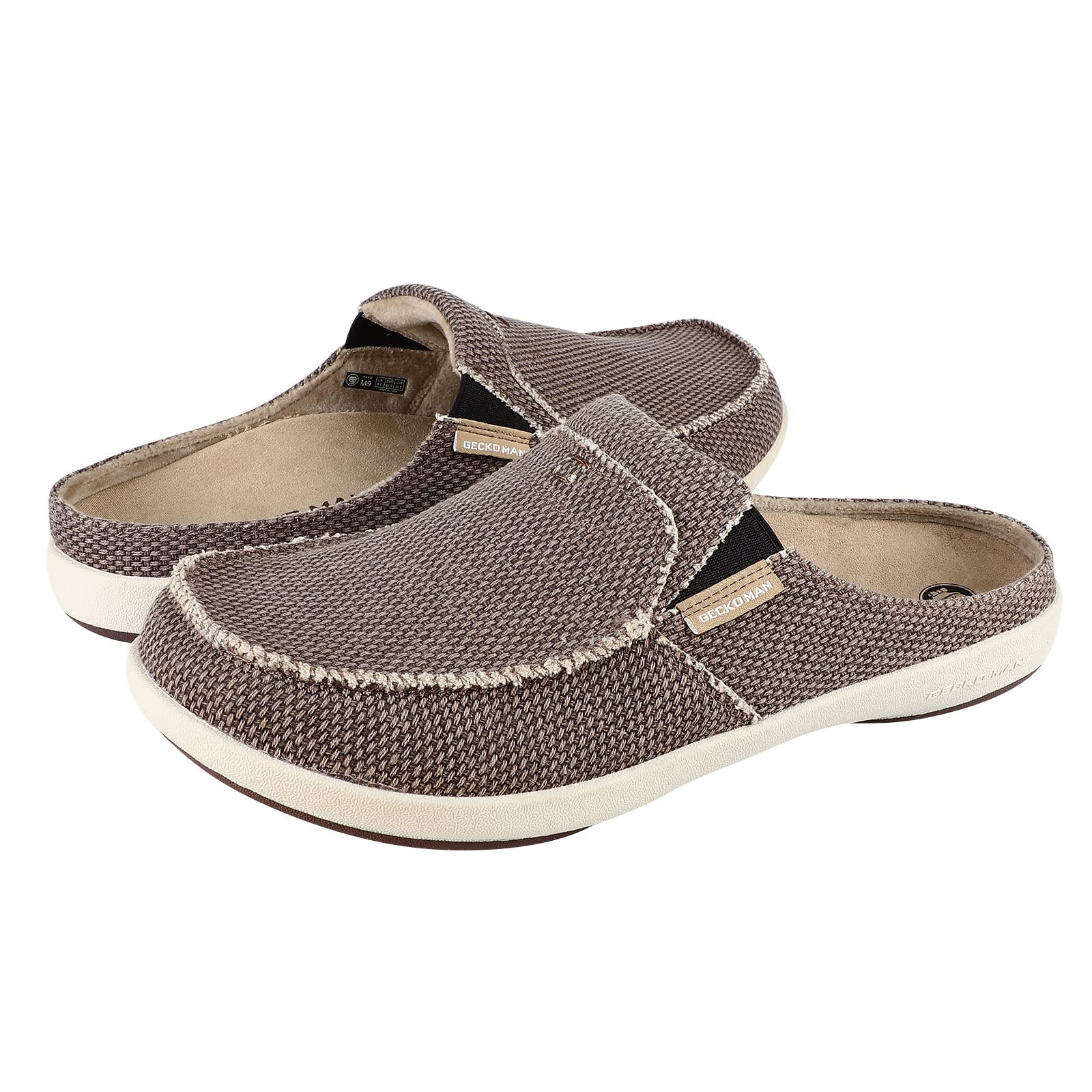 **Men's Arch Support Slippers - Comfortable Indoor/Outdoor Canvas House Shoes with Non-Slip Rubber Sole | Orthopedic Clog Slides for Relaxation & Home Use**