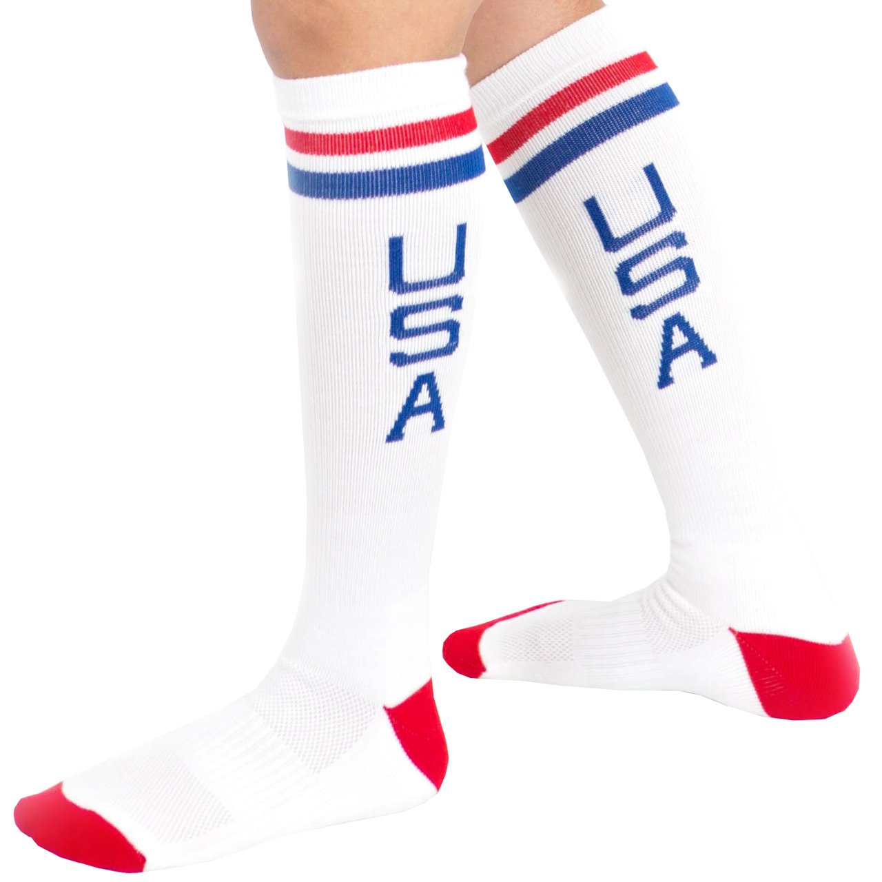 Chrissy's Socks for Women - Comfortable Cotton Crew Socks (Size 7-11) in White, Red & Royal Blue - Perfect for Workout, Running & Casual Wear