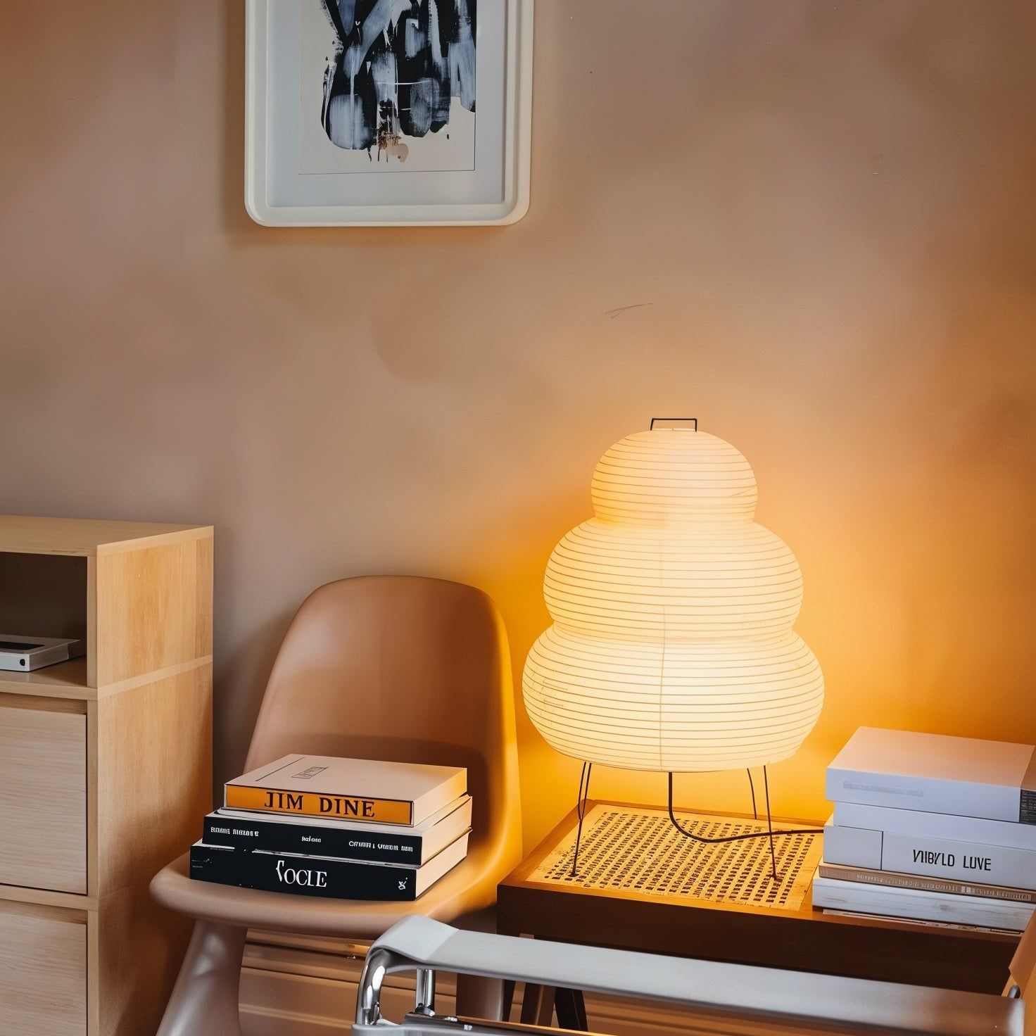 Akari Paper Table Lamp - Handmade Japanese Shoji Style Lighting for Bedroom, Living Room & Office - Warm Ambient Light for Relaxation & Decor