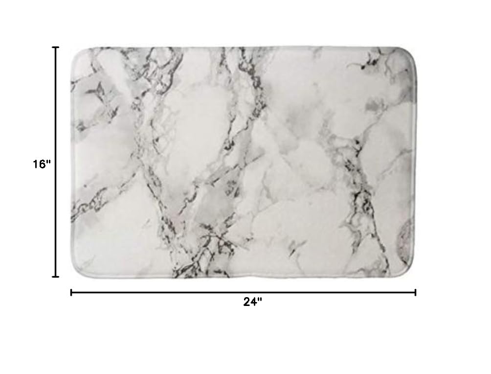 Premium Bathroom Rug Mat (24x16 Inch) - Ultra Soft & Absorbent, Machine Washable & Dryable, Non-Slip Floor Mat for Tub, Shower & Bathroom - Marbleous Marble Design - Perfect for Bathroom Safety & Luxury Decor