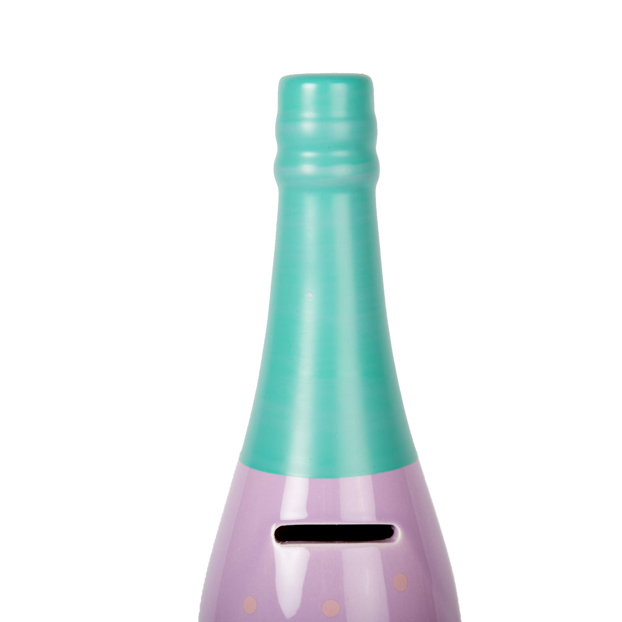 Truu Design Cute Novelty Ceramic Champagne Bottle Money Bank - 3.5 x 12 Inches, Purple Piggy Bank for Saving Coins & Cash | Perfect Gift for Birthdays, Weddings & Home Decor